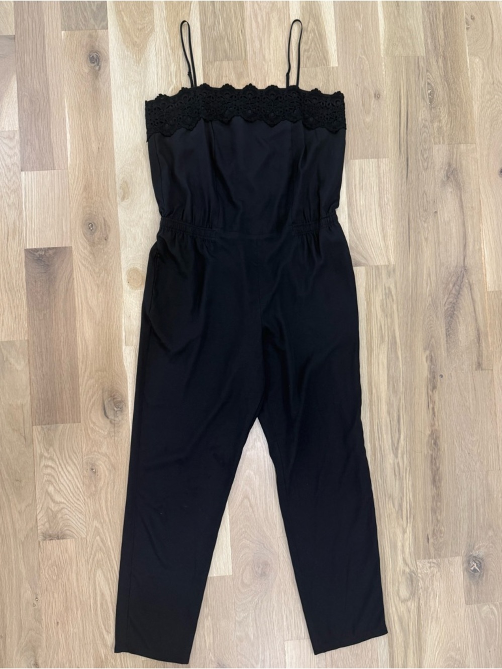 Ann Taylor Elegant Black Lace Jumpsuit Size 10 Petite